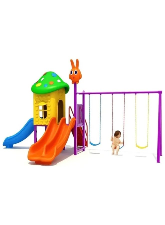 MYTS Cute Mega Play Zone with 3 Swings & 2 Slides | Outdoor Kids Playset | Large Backyard Activity Centre – 620 × 380 × 280 cm - Image 4